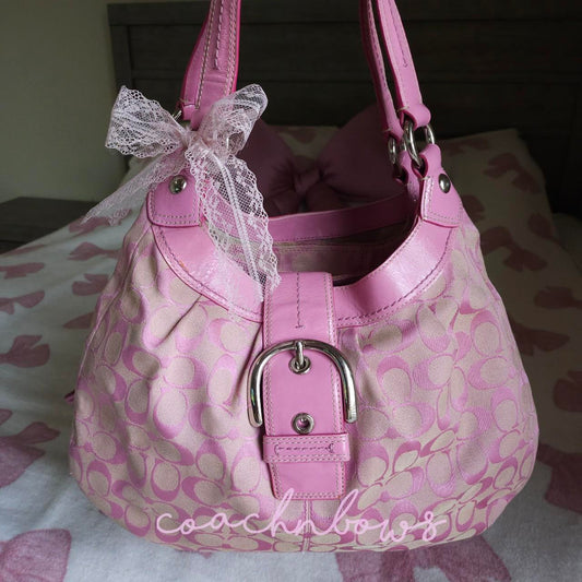 Vintage Barbie Pink Lynn Soho Buckle Signature C's Rare Shoulder Purse