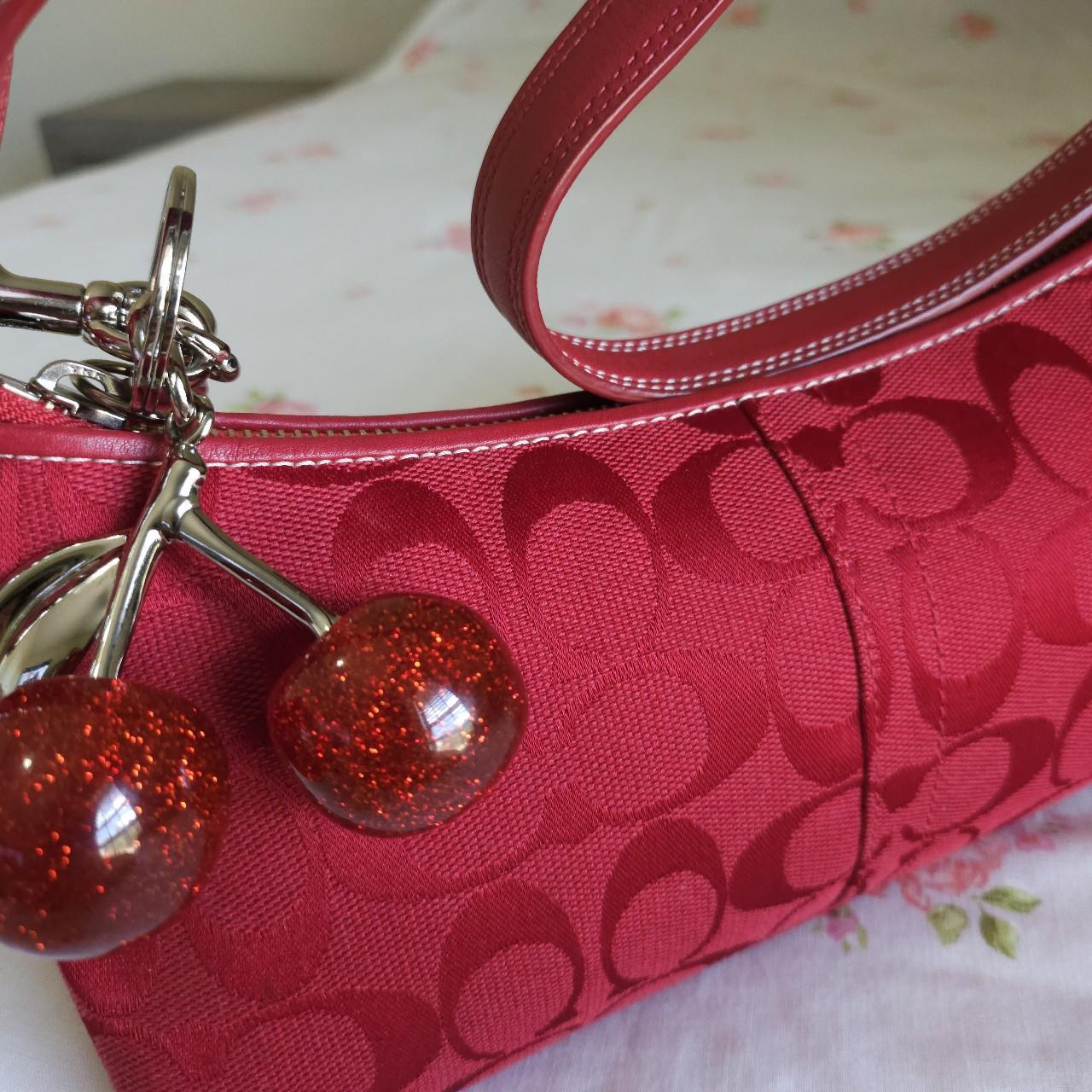 Y2K Vintage Rare Coach Red East West Baguette Shoulder Bag with coin purse