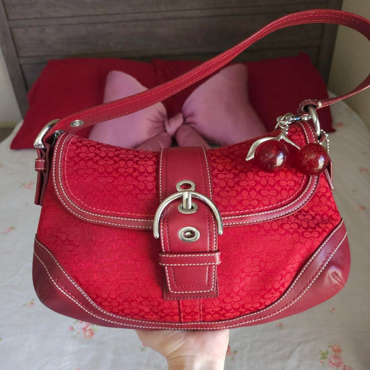 Y2K Vintage Coach Red Soho Flap Buckle Shoulder Bag Purse
