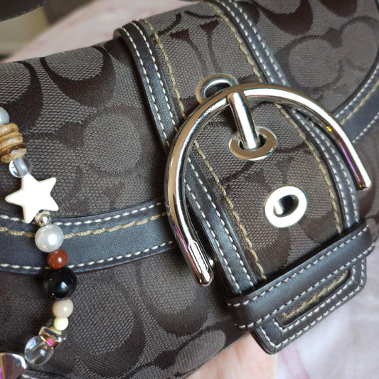Y2K Vintage Coach Brown Mini Soho Signature C's Shoulder Purse