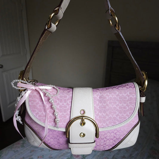Y2K Vintage Coach Mini Soho Pink Gold Coquette Shoulder Bag