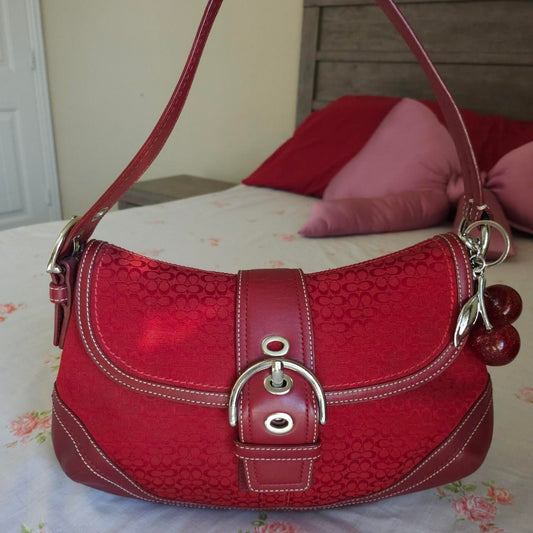 Y2K Vintage Coach Red Soho Flap Buckle Shoulder Bag Purse