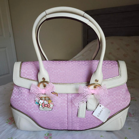 Y2K Vintage Coach Pink Handbag Shoulder Purse NWT. charm included.