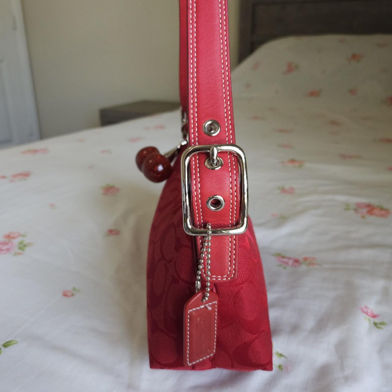 Y2K Vintage Rare Coach Red East West Baguette Shoulder Bag with coin purse