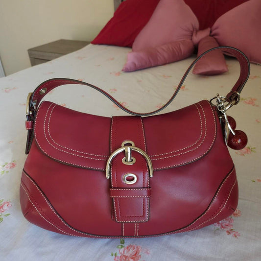 Vintage Y2K Coach Dark Red Soho Buckle Shoulder Purse